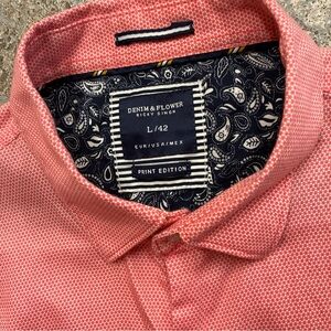Denim & Flower Men's salmon Button Down Shirt long sleeve L/42